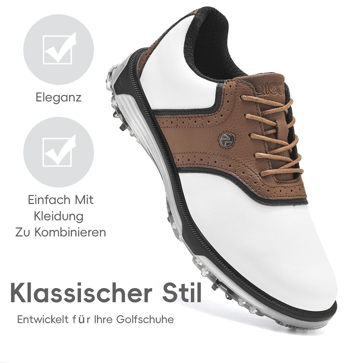 ULTIANT Zapatos de Golf para Hombre, Impermeables y Confortables, Diseño Clásico con Suela Antideslizante, Respirantes y Ligeros, Ideales para Juego y Entrenamiento de Golf en Campo