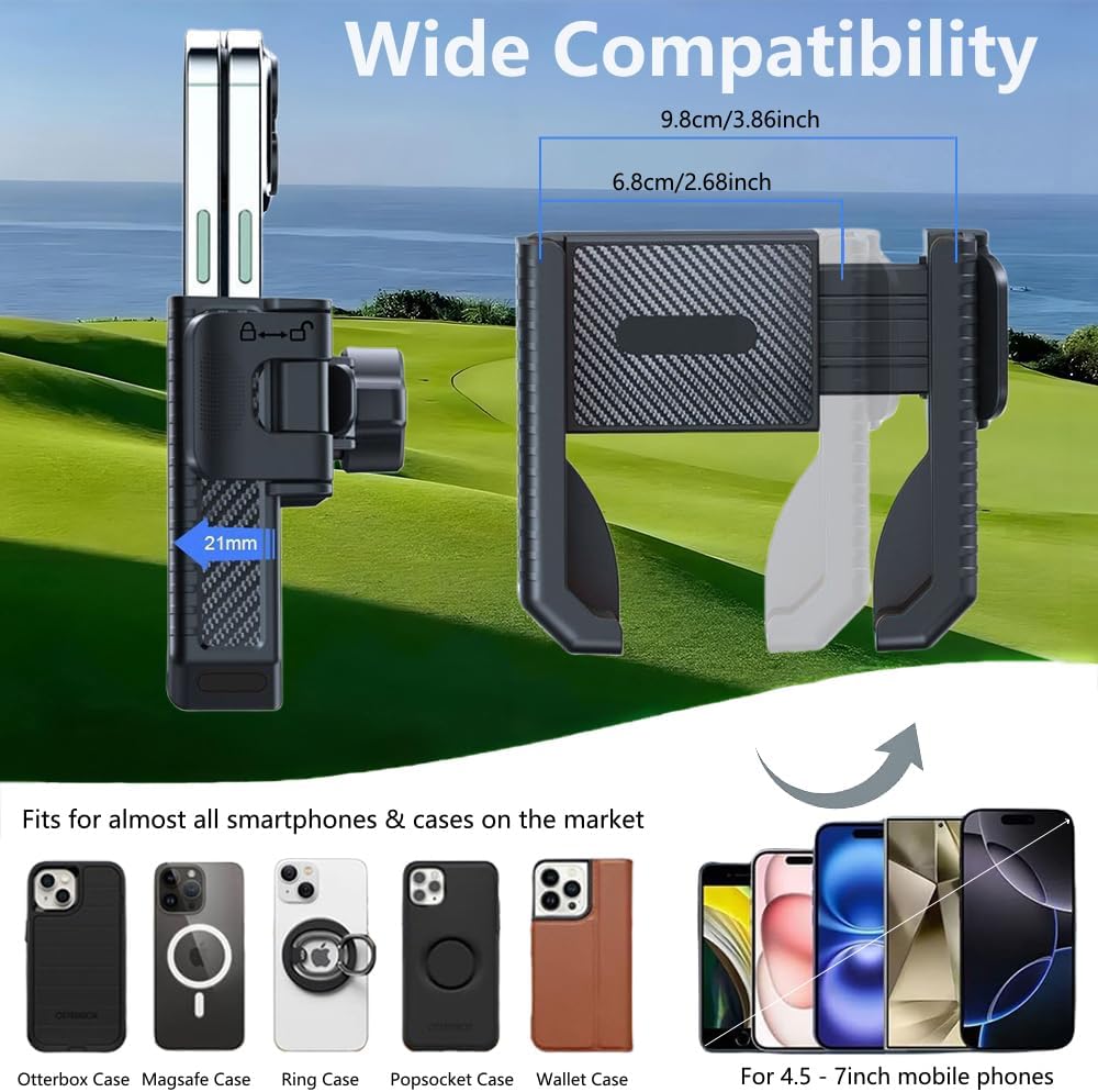 Magnetic Golf Cart Phone Holder: N52 Magnet Base & 360° Rotatable Cellphone Mount, Universal Fits EZGO Club Car Yamaha - Support iPhone, Samsung & All Smartphones - Golf Accessories Gift for Men Women - Image 3