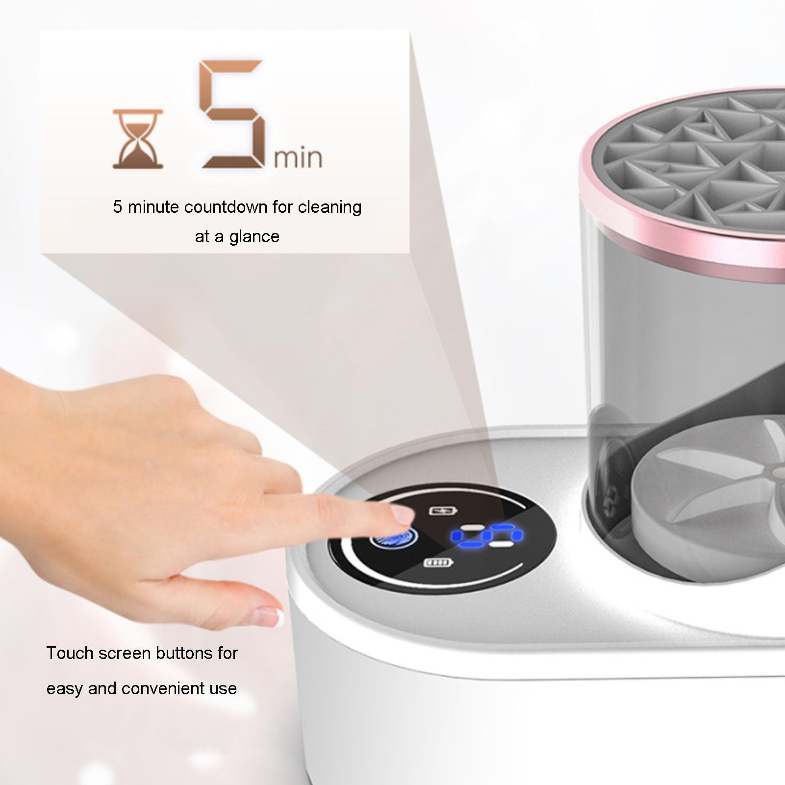 Pongnas 3 in 1 Electric Makeup Brush Cleaner, Dryer Machine Automatic USB Rechargeable with High Speed Rotating Waterflow for Home Use - Image 4