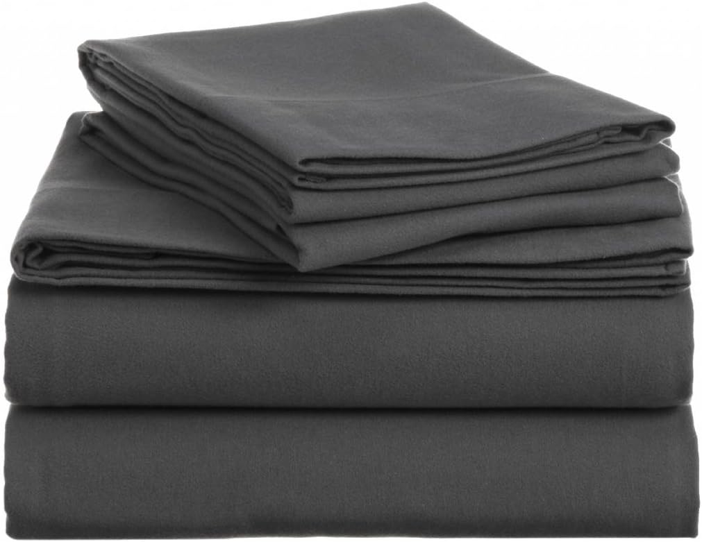 Clara Clark 100-Percent Egyptian Cotton Flannel 4-Piece Bed Sheet Set, Luxurious Soft Hypoallergenic, King, Charcoal Gray