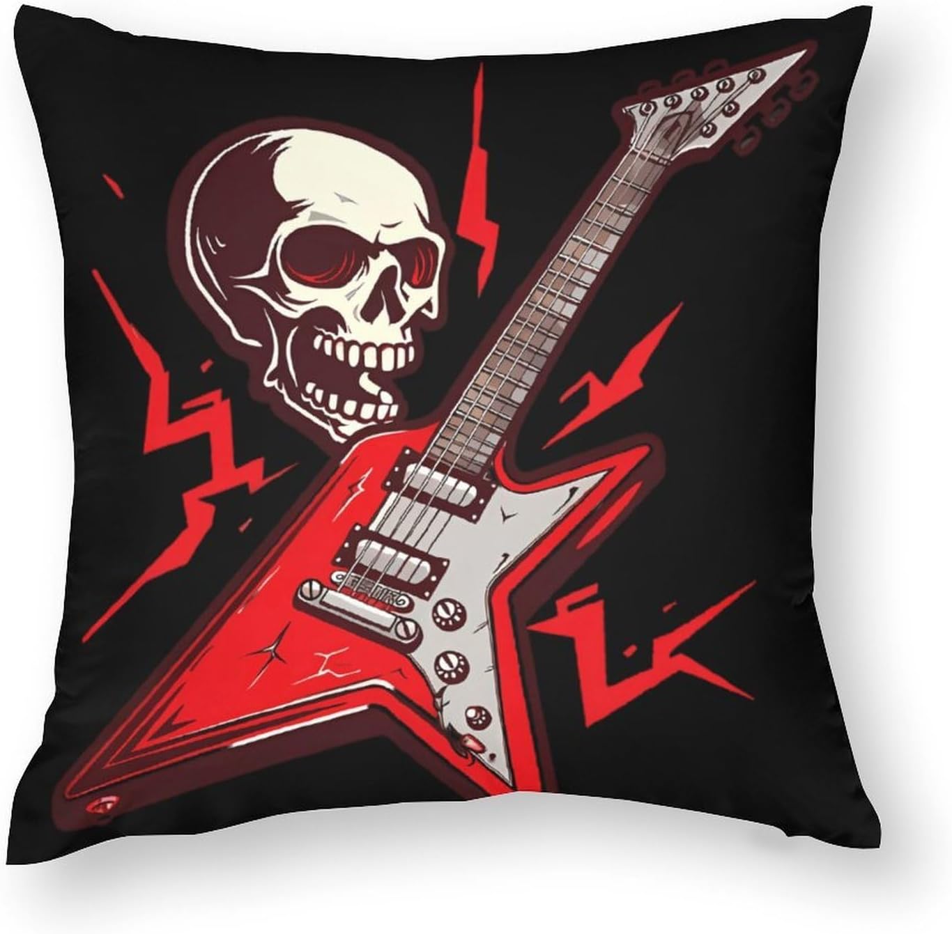 Electric Guitar Rock and Roll Printed Throw Pillow Case 4 Pcs Soft Pillowcases Pillows Covers Sofa Bed Decor 12/14/16/17/18/20/22/24/32 Inches