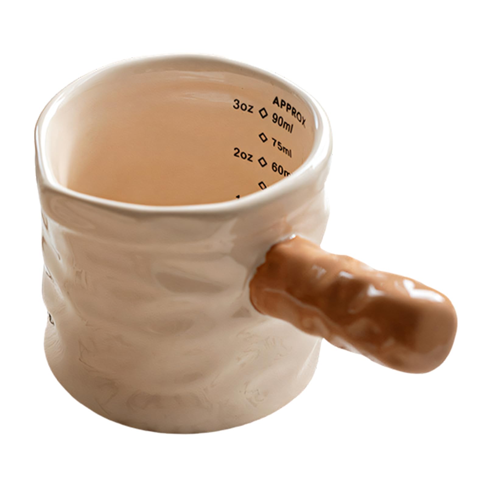 Kalttoy Sturdy Porcelain Milk Measure Cup with Ergonomic Handle Kitchen Milk Dispenser for Comfortable Use in Coffee Brewing Measuring Cup