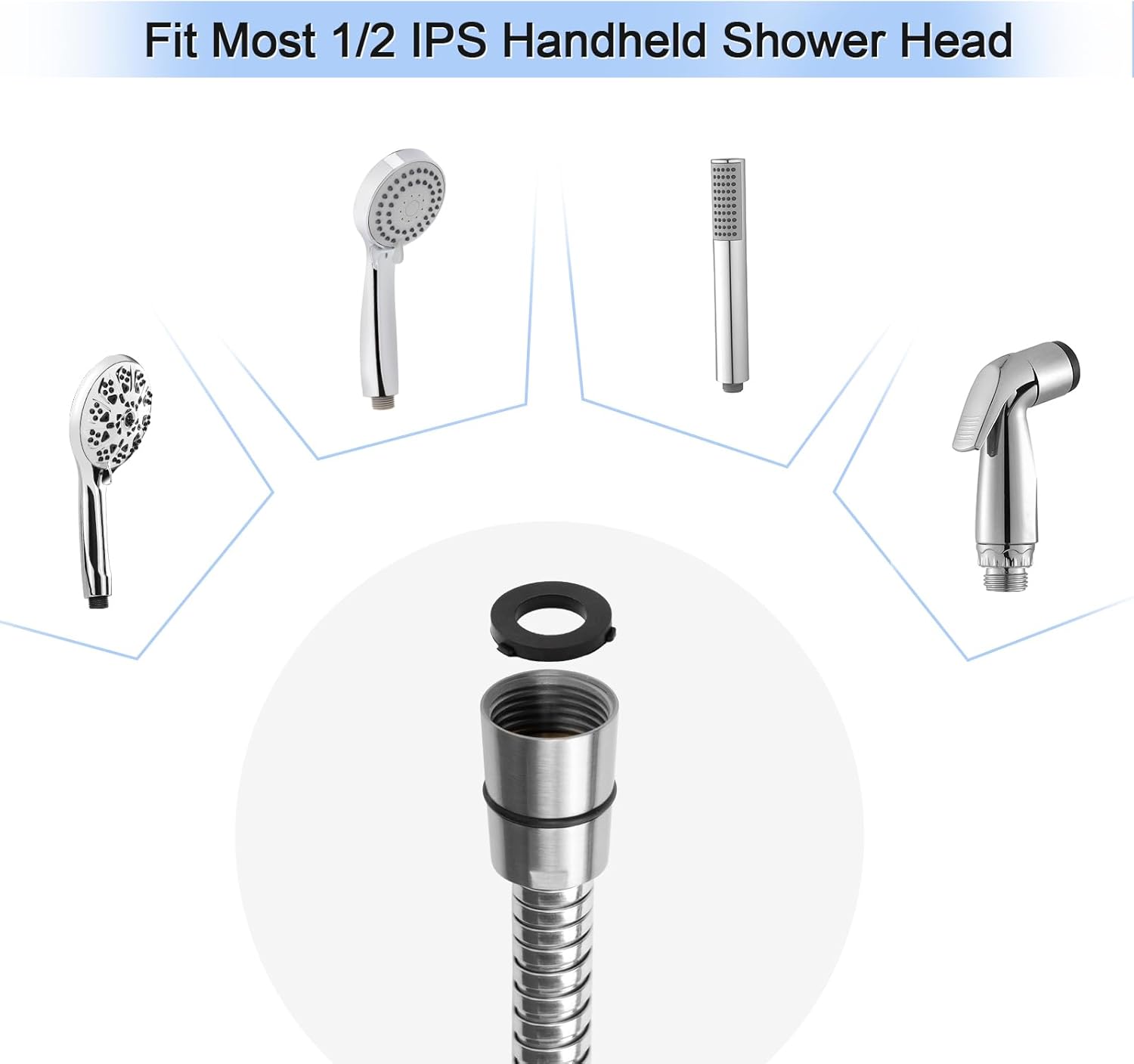Eisinly Shower Hose, 79 Inches Extra Long Stainless Steel Handheld Shower Head Hose with Brass Insert and Nut, Flexible, Brushed Nickel