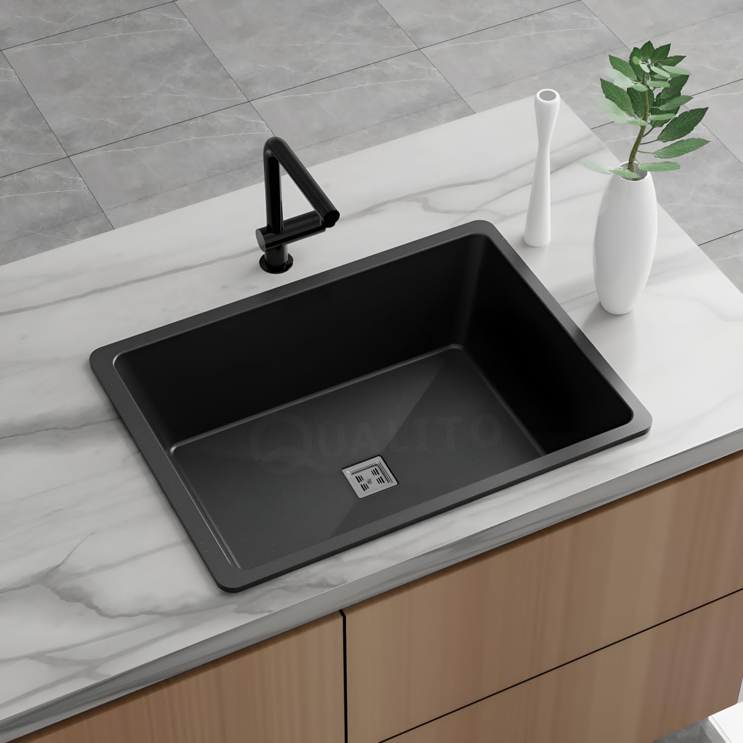QUALITO Quartz Kitchen Sink - Durable & Soundproof -9