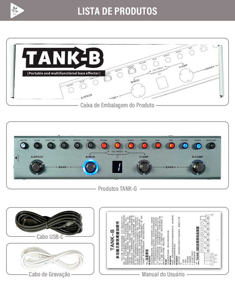 M-VAVE VEDO Tank-B Pedal de Multiefeitos para Baixo: 36