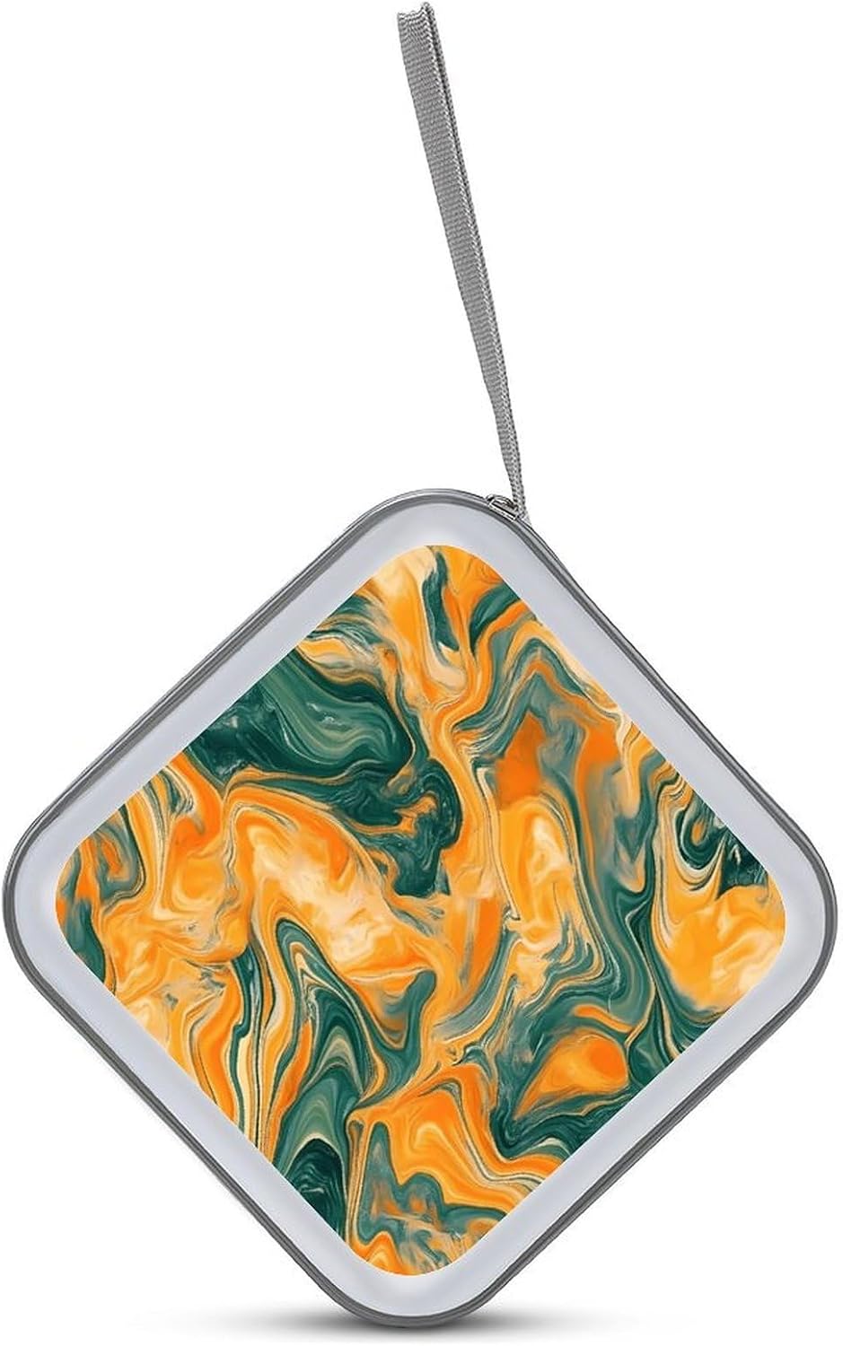 Tie-Dye Orange Green Marbled Protective CD Case Storage Rack 40 Capacity DVD Holder Organizer Car Travel