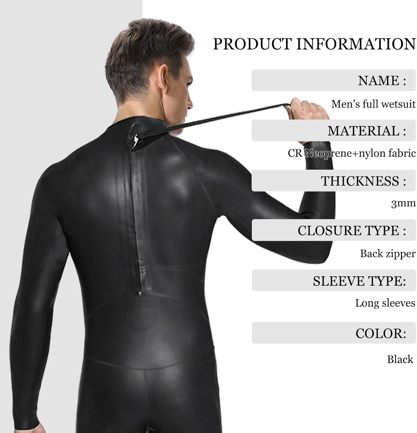 Men Women Wetsuit 3mm Smoothskin Triathlon Neoprene Full Wet Suits Back Zipper Cold Water Keep Warm for Surfing Snorkeling Diving Scuba - Image 7