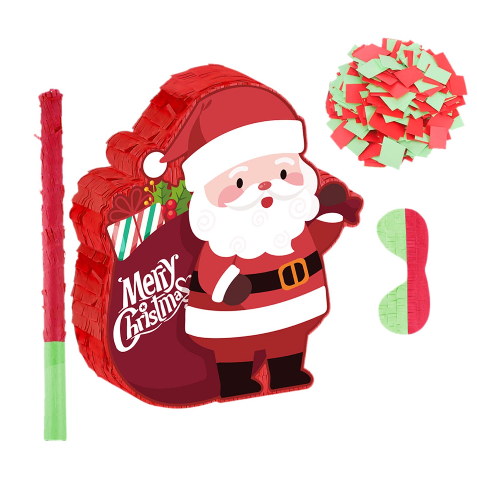 Cabilock Piñata de Navidad Grande de Papá Noel de Piñata para Fiestas Navideñas Confeti para Actividades Familiares Navideñas y Decoración Interiores