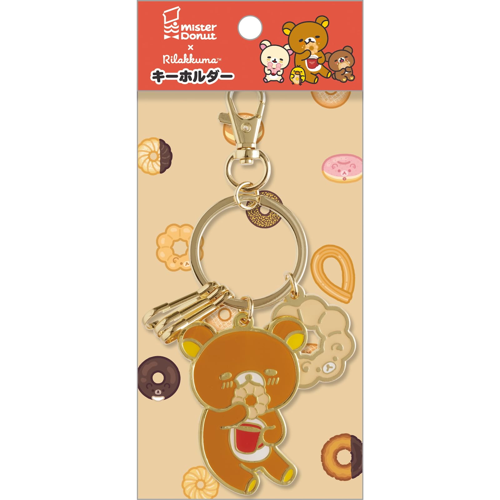 つんで、もちふわ。リラックマ♡ストラップ♡キーホルダー♡ドーナツ♡スクイーズ♡ リラックマ リラックマぶらさげぬいぐるみ ミスドコラボ mister Donut