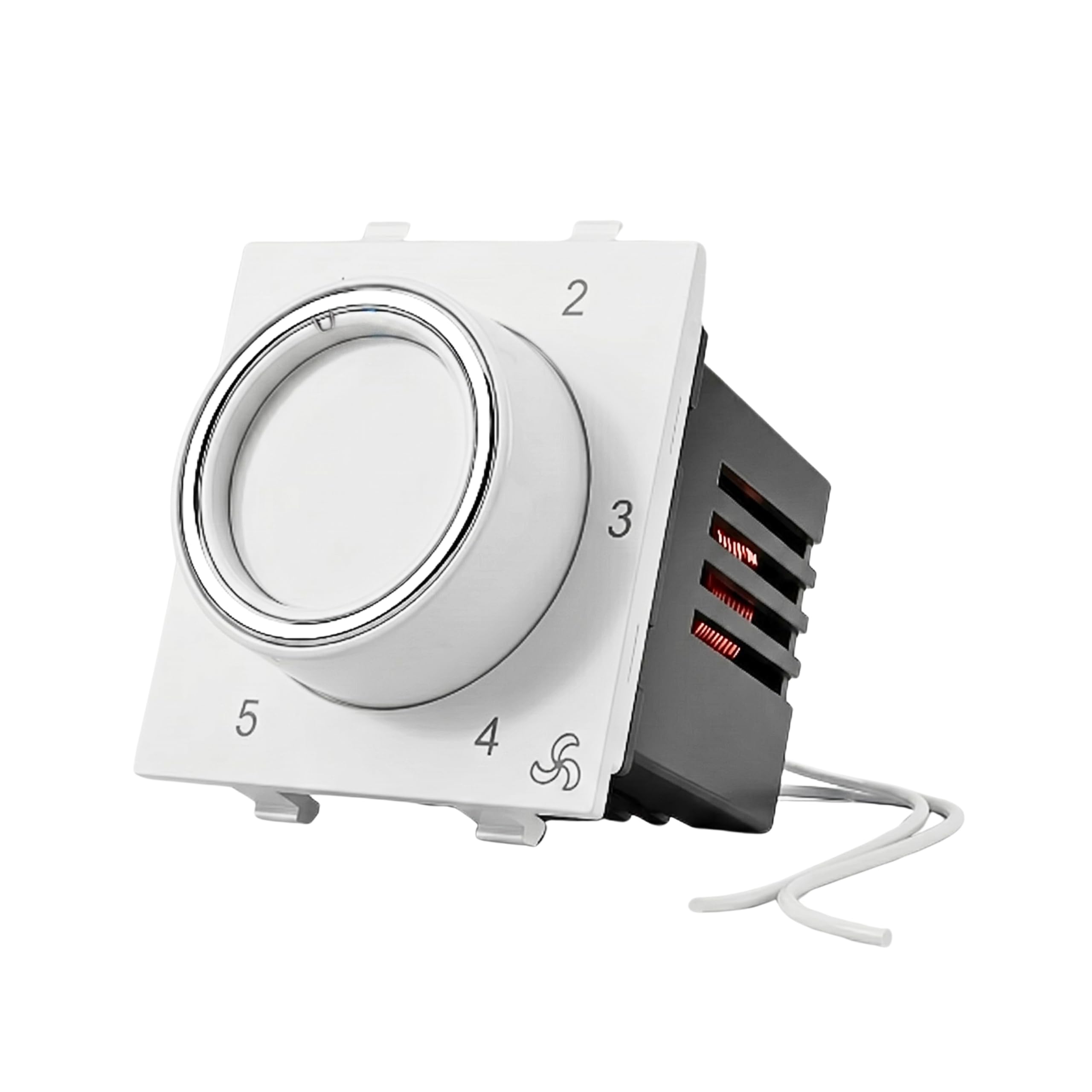 Modular Anchor Roma Compatible Fan Regulator Hum Free Capacitance Type 5 Step Speed Controller Safe Fire Retardant Polycarbonate 2 Module 100W 240V Premium Heavy Duty White Chrome Ring-image-31