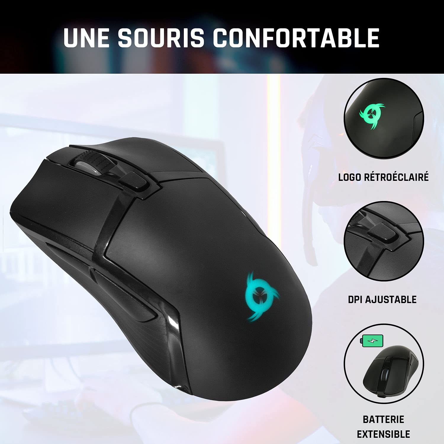 KLIM Tandem - Kit Teclado y Ratón Inalámbrico FRENCH LAYOUT + Teclado y ratón gaming Ligero, Duradero, Ergonómico + Batería de larga duración + Retroiluminado para PC Mac PS4 Xbox One + Nuevo 2023
