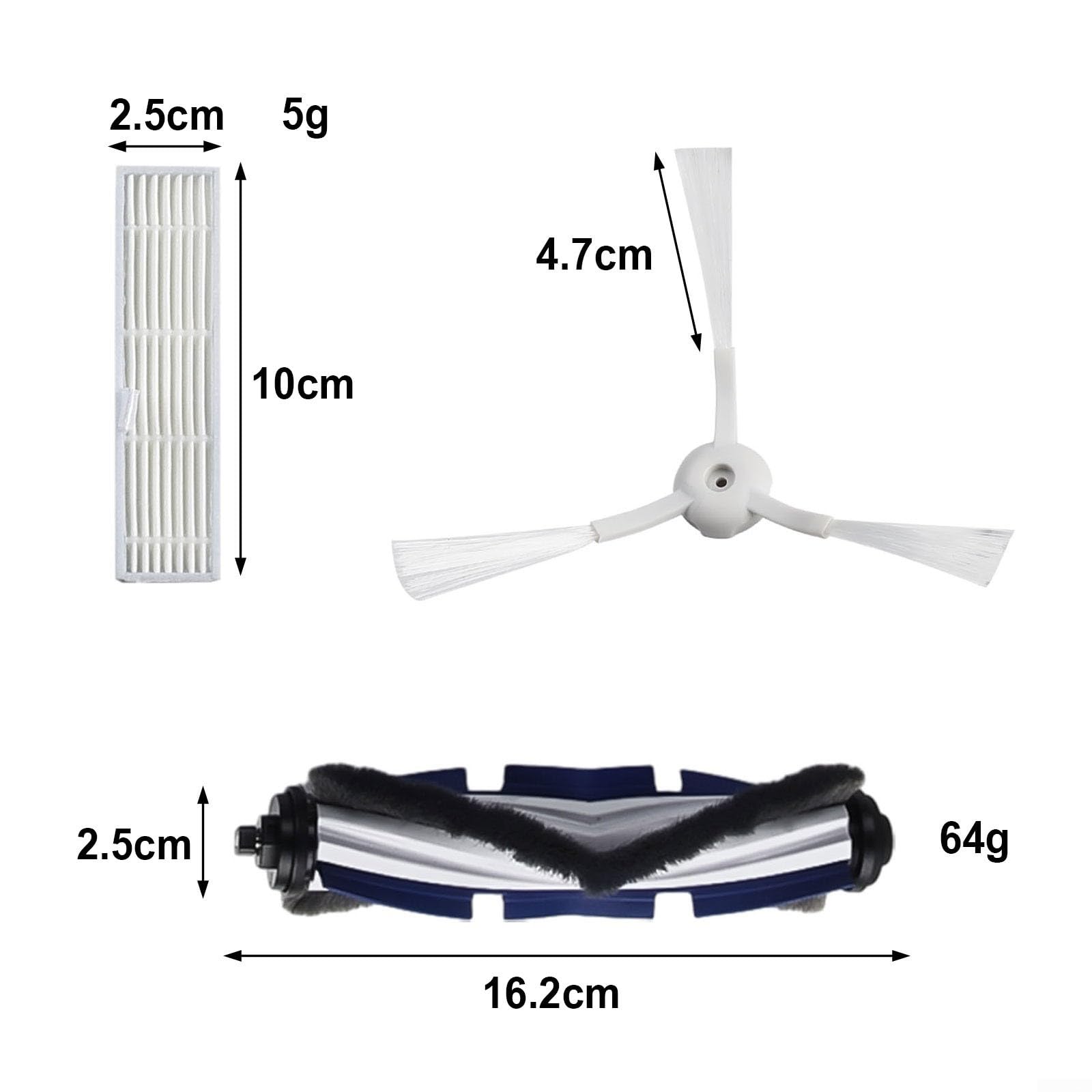 Donkivvy 6 Pz Robot Spazzola Laterale per Tefal Explorer Serie 60 RG7447 RG7455 Aspirapolvere Parti di Ricambio