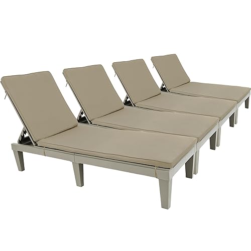 Chaise Lounge Chairs for Outside with Cushion & Adjustable Backrest,