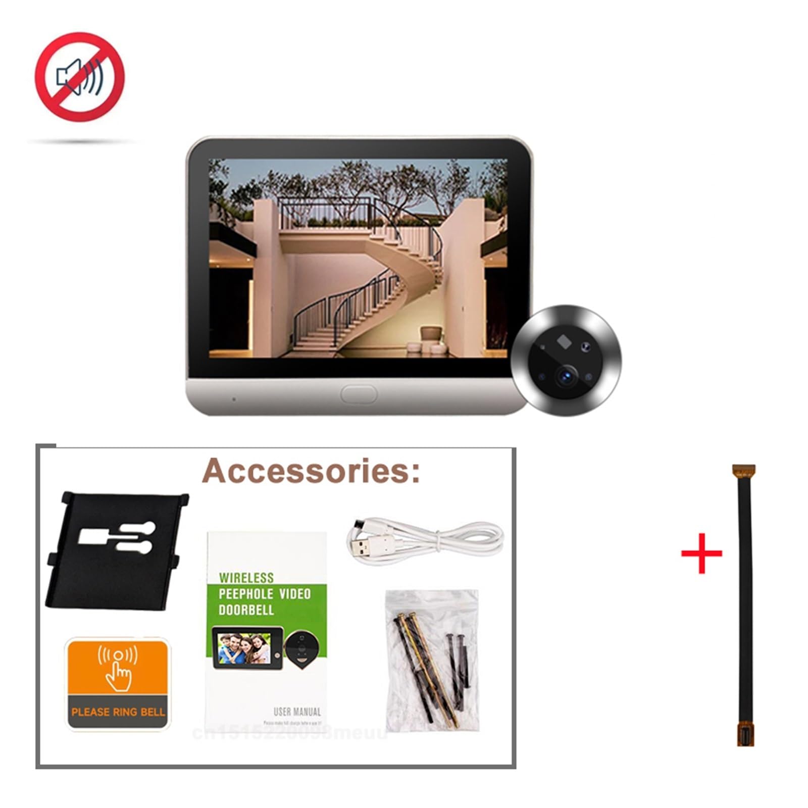 THikk Tuya Smart WiFi Videocitofono Campanello 4.3 1080P Spioncino for Occhi 5000mAh No Feel PIR Allarme di Movimento Alexa Spioncino (Color : Silver, Size : ICam365 App-3MP)