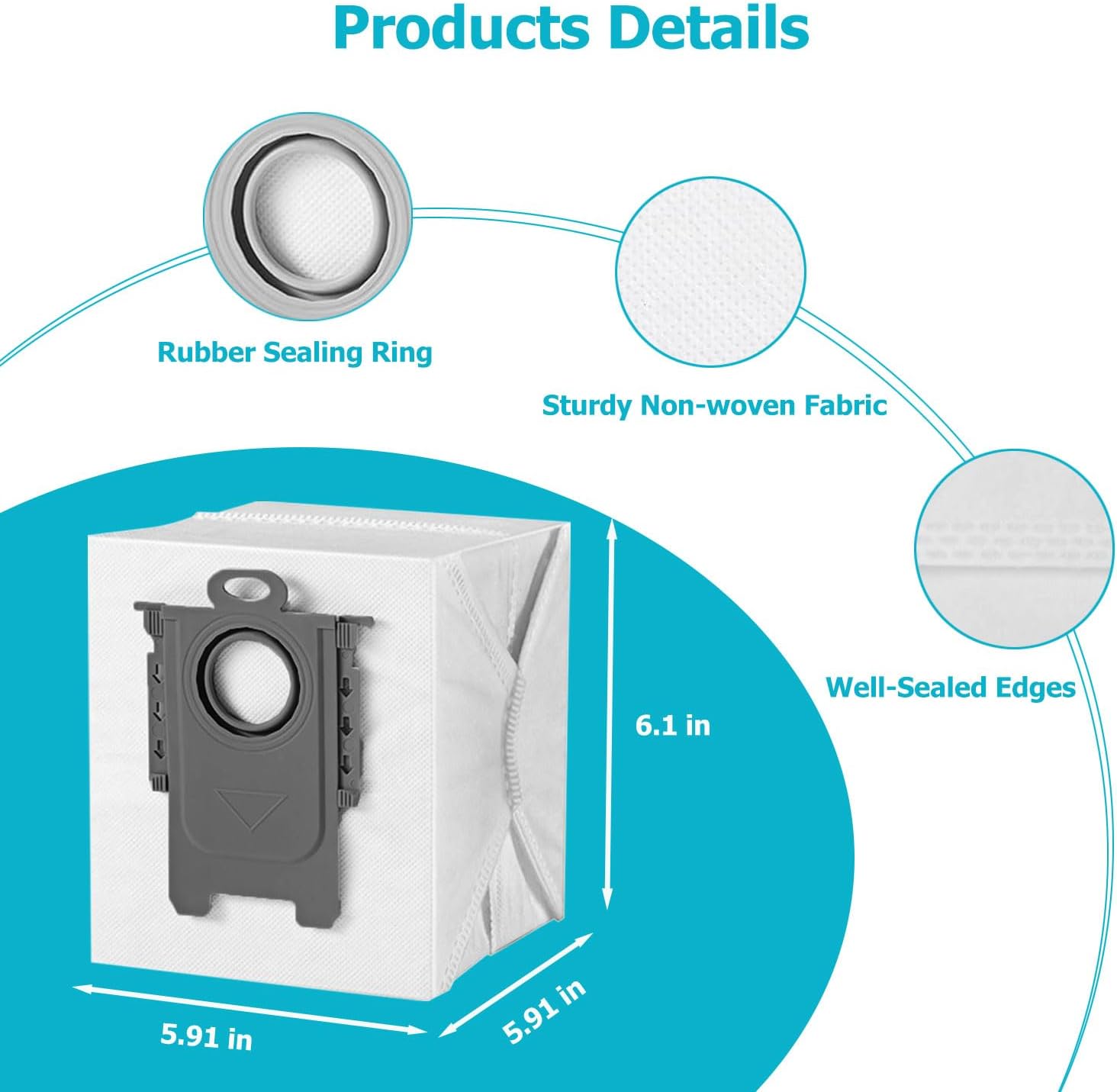 20 Pack Dust Bag Compatible with Roborock Q7 M5+, Q10 S5+/Q10 X5+, S8 Pro Ultra, S8+, Q7 Max+, Q8 Max+, Q5 Max+, Q5+, Q5 Pro+, S7 Max Ultra, S7 MaxV Ultra, Q7+ Vacuum Cleaner,3L Disposable Bag