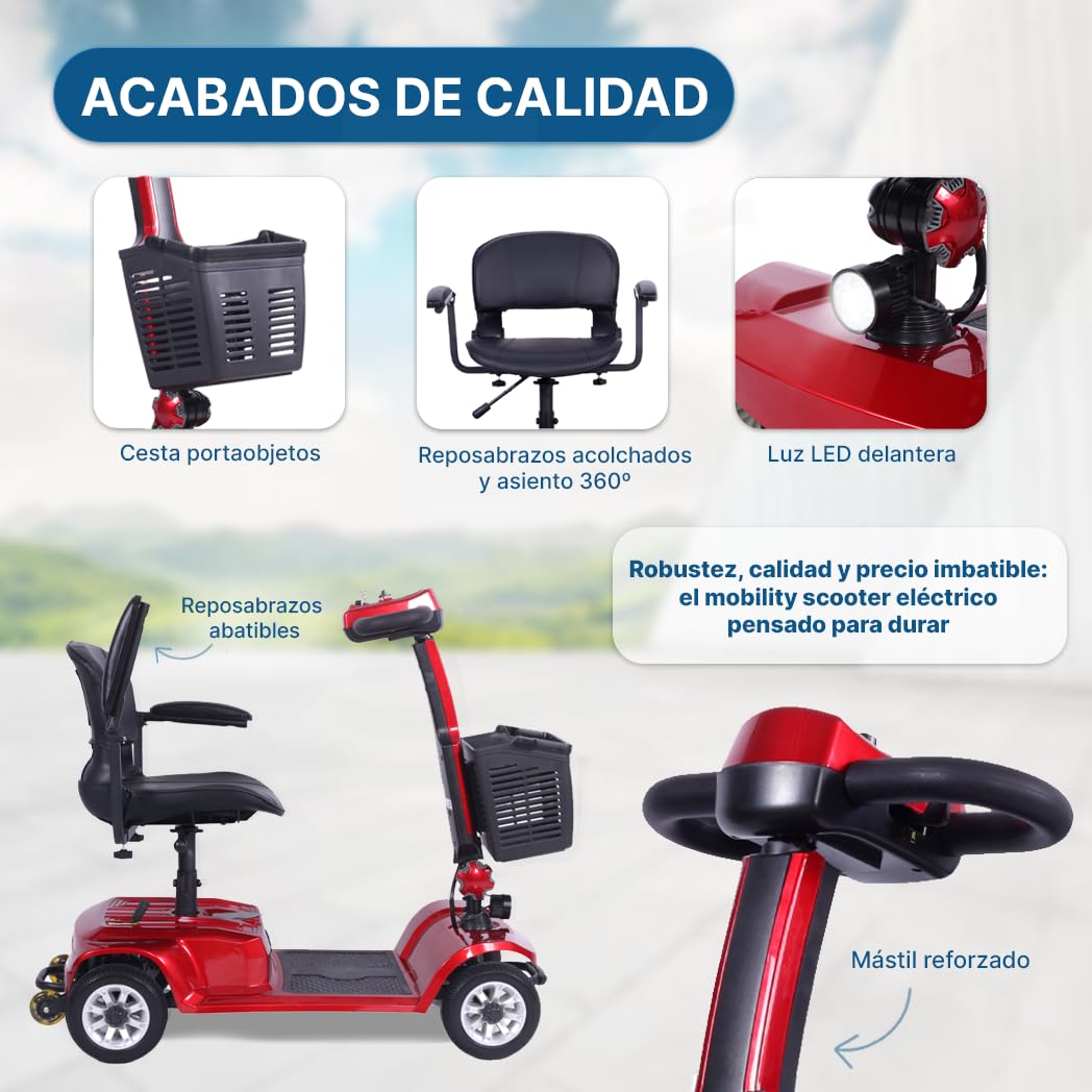 Scooter 4 Ruedas para Movilidad Reducida y Mayores Desmontable Medidas Reducidas 190 Kg Dortomedical®