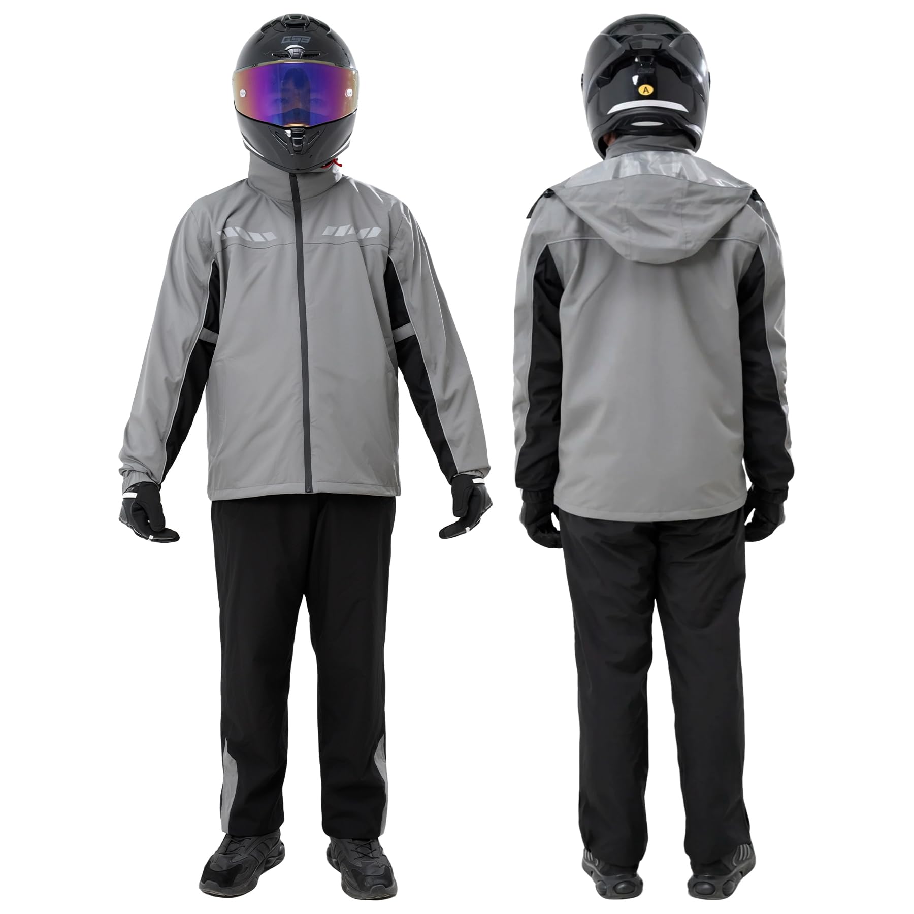 Waterproof Motorcycle Men's Rain Suit, Breathable Lightweight Hooded Reflective Rain Gear, Rain Jacket and Pants for Men