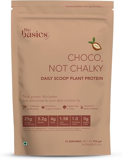 The Basics Woman Daily Scoop Plant Protein for Women, 25 g Vegan Protein with Vitamins & Herbs, Chocolate Flavor, 500 g (P...