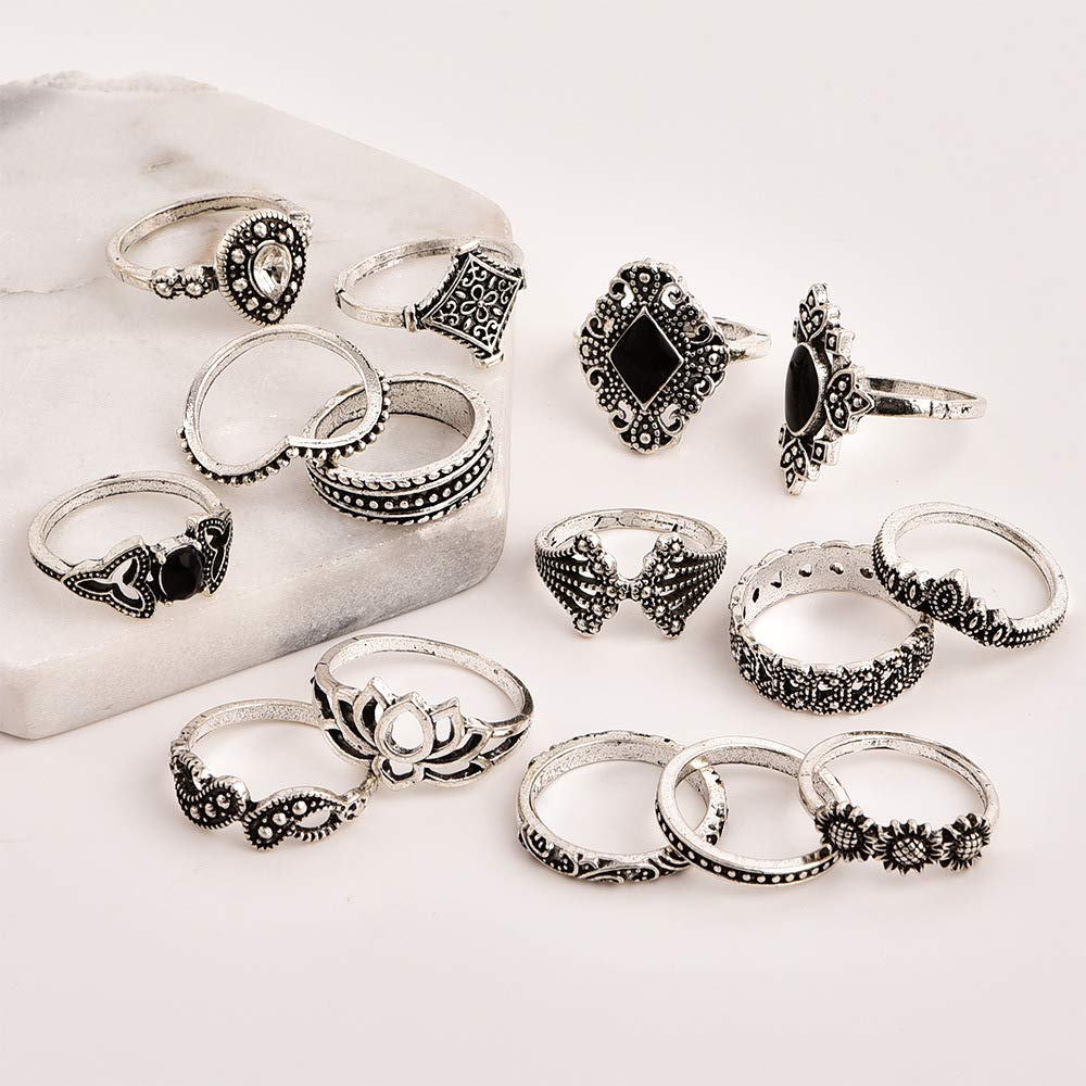 Valentine Jewellery Silver Plated Rings Combo (Mixed Sizes)