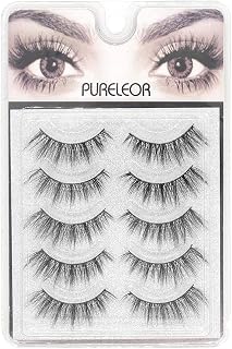 Natural Look Eyelashes 3D Mink Cat Eye Lash Wispies 15mm Manga Lashes 5 Pairs Soft Reusable False Eyelashes Lightweight, No Glue Included