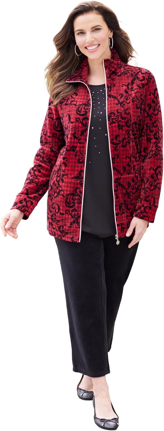 Women's Plus Size Cozy Velour Jacket