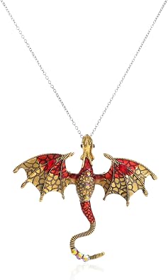 Rrdaily Gothic Dragon Necklace Crystal Enamel Dragon Pendant Necklace Vintage Dragon Animal Necklace Cartoon Flying Dragon Necklace Festival Birthday Jewelry for Men and Women