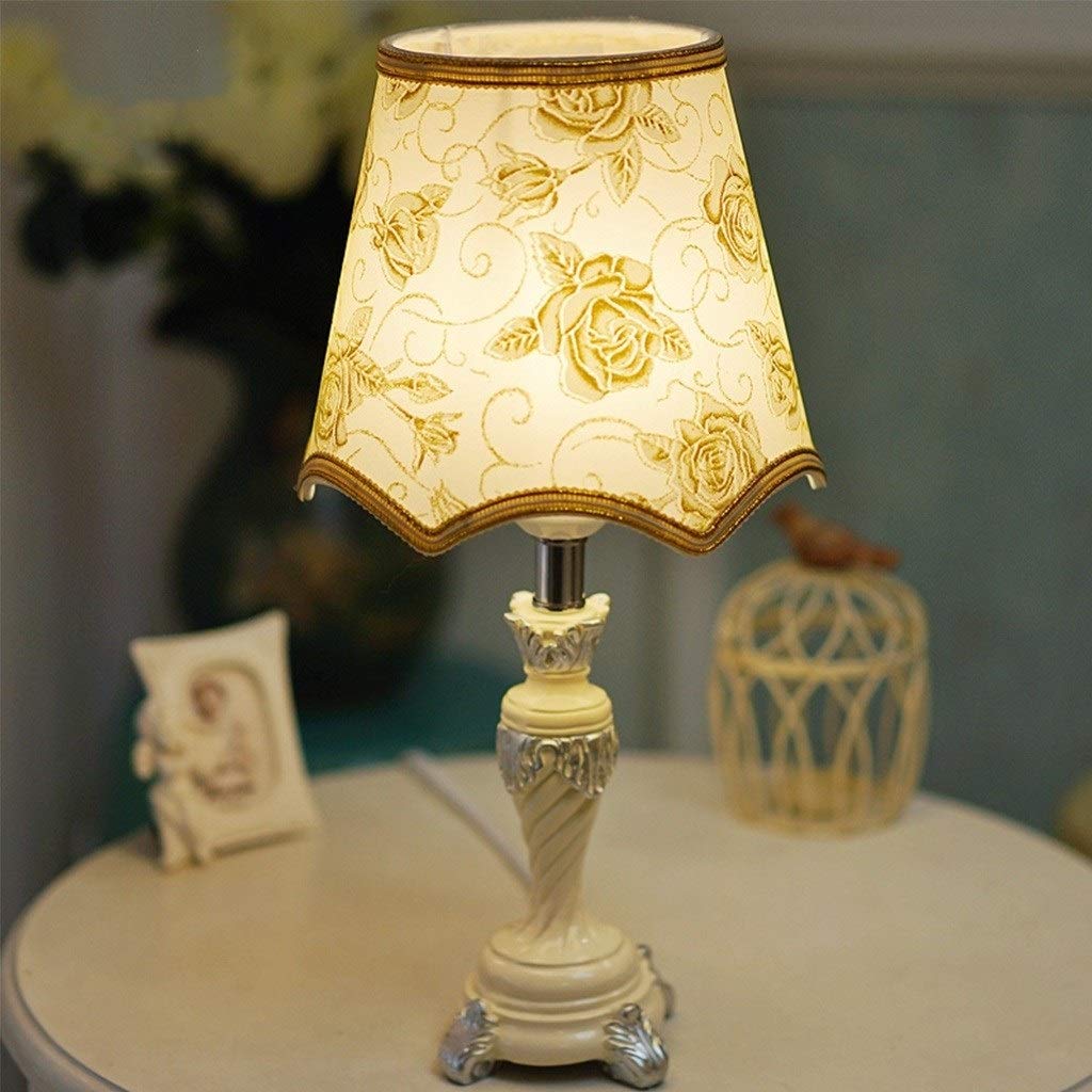Leselampe, Kreative Schlafzimmer Nacht Hochzeitsgeschenk Harz Tischlampe Stoff Lampenschirm LED