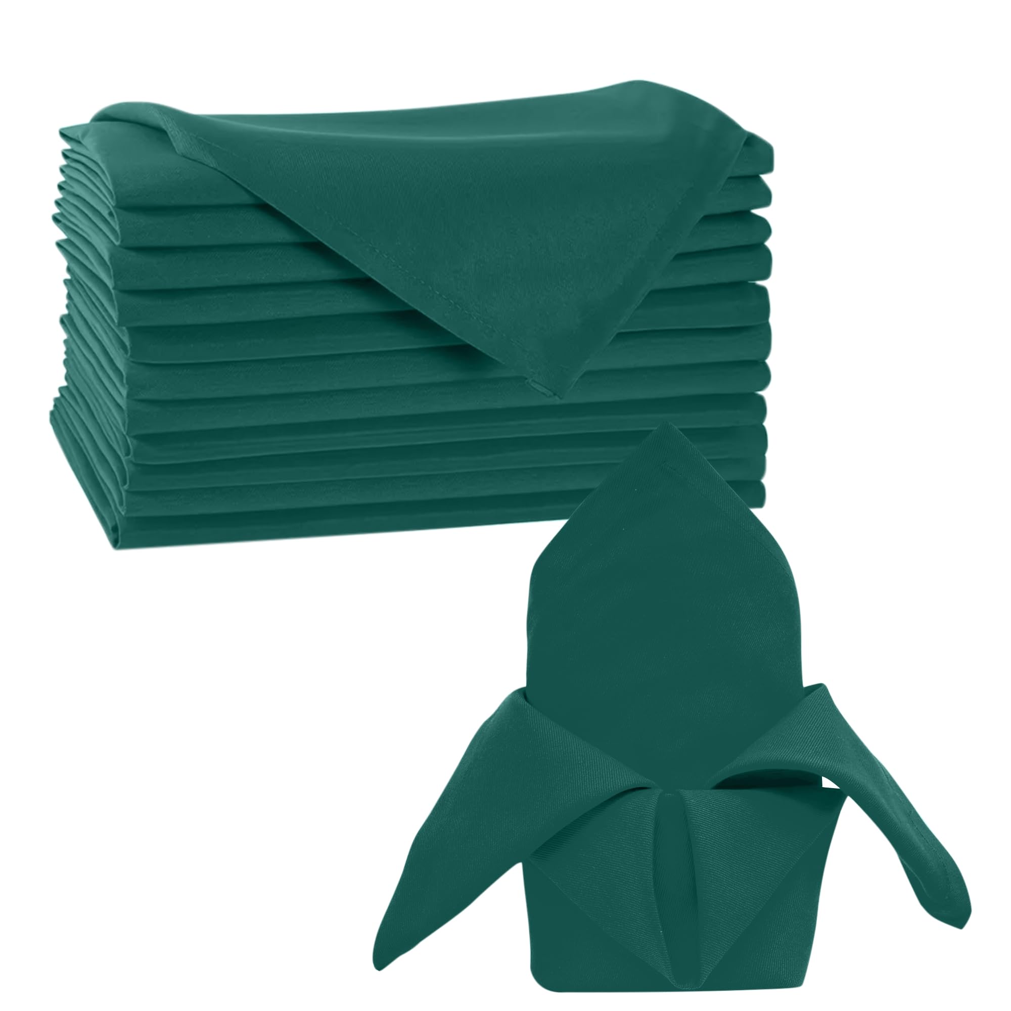 Trimming Shop Green Cloth Napkin - Christmas Dinner Napkins 100% Spun Polyester, 50 x 50cm, Stain-Resistant, Durable, Machine Washable, Reusable Serviette Table Linen for Holiday Décor (8pcs)