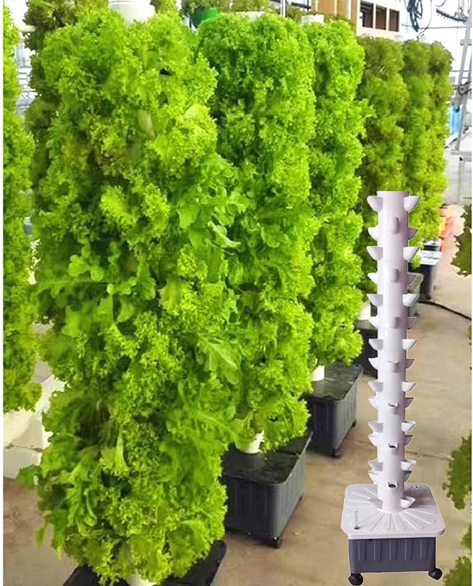 Sistema de Cultivo hidropónico Vertical, Torre hidropónica de 15 Pisos y 45 Orificios, Sistema de Cultivo acuapónico, Kit de Cultivo aeropónico para Hierbas, Frutas y Verduras.