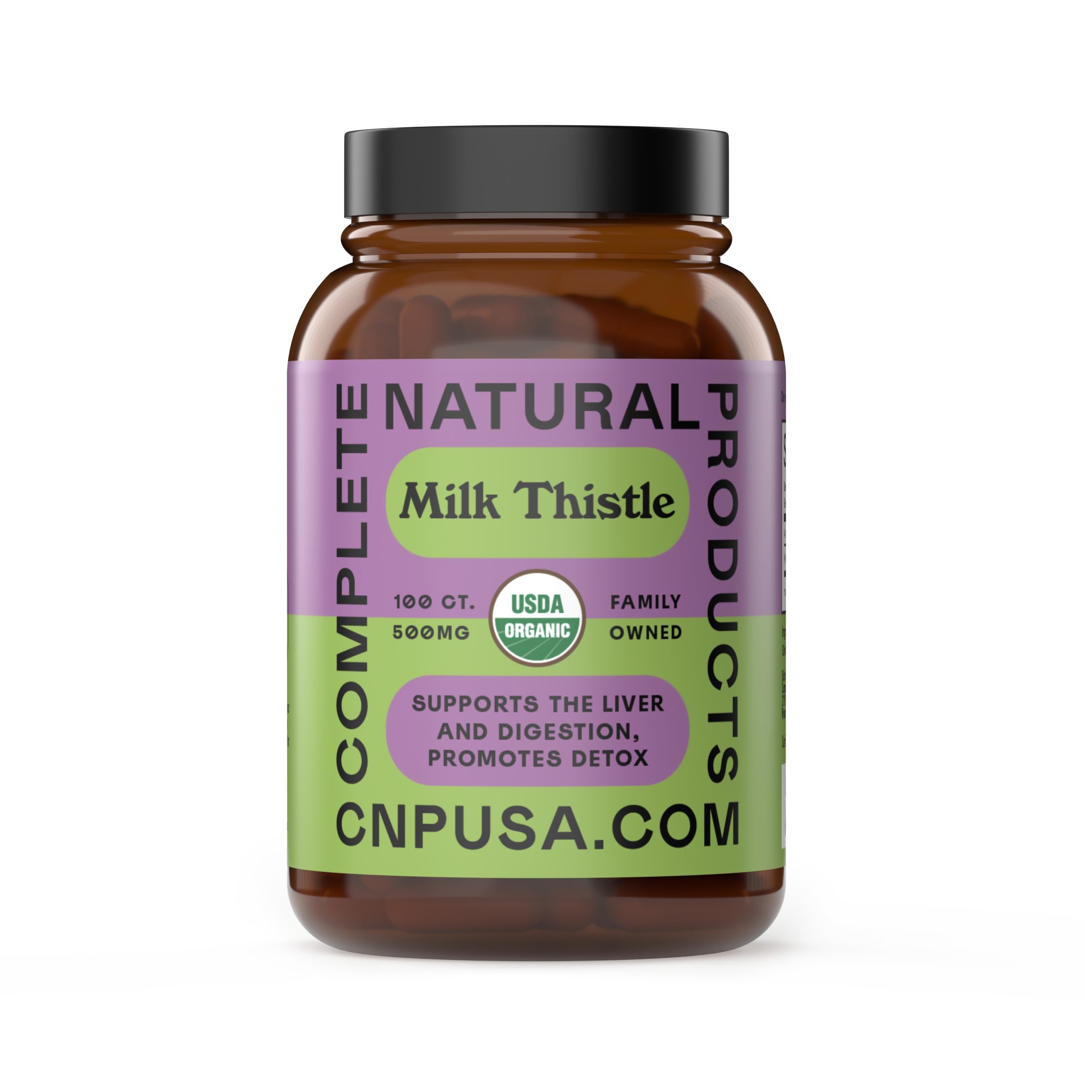 Complete Natural ProductsPure Organic Milk Thistle Capsules - 500 mg Silymarin Powder 100 PillsUSDA Organic