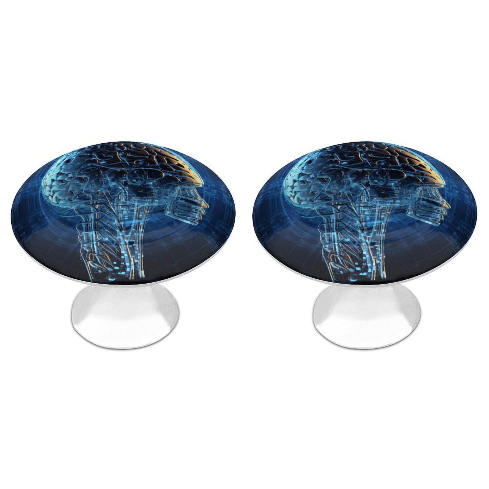 Vstadank Style Artificial Intelligence Brain Cabinet Knobs Round Wardrobe Pulls Simple Drawer Handles With Screw Aluminum Alloy Closet Door Pull Modern Cabinet Hardware For Dresser Drawers 2 Pack