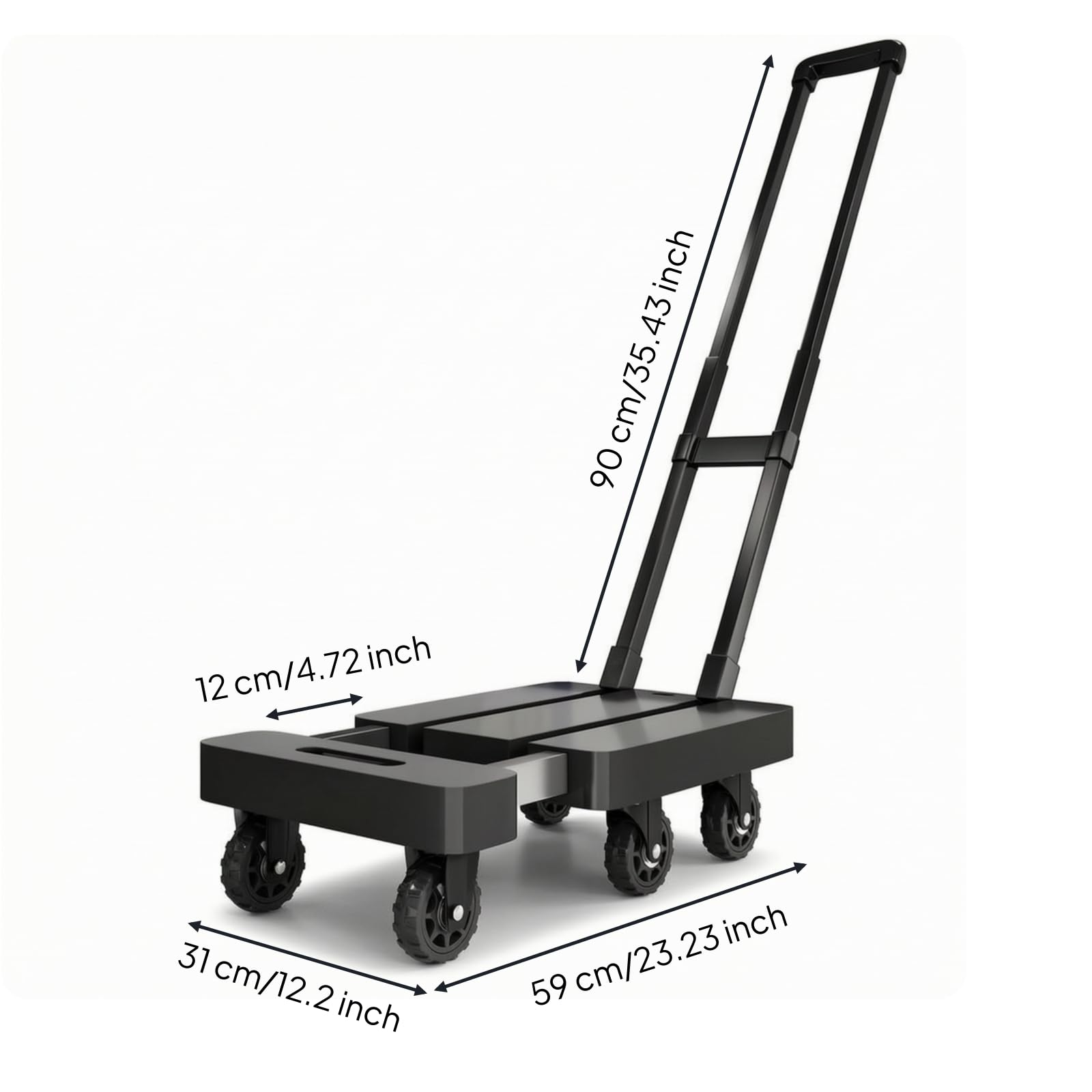 MagiDeal Carrello Pieghevole Carrello Piattaforma Carrello Trasporto Mano a Basso Profilo per Carichi Fino a 350libbre per Manovre Agevoli Chiusura Compatta Adatto a Artigiani Scuole, Nero
