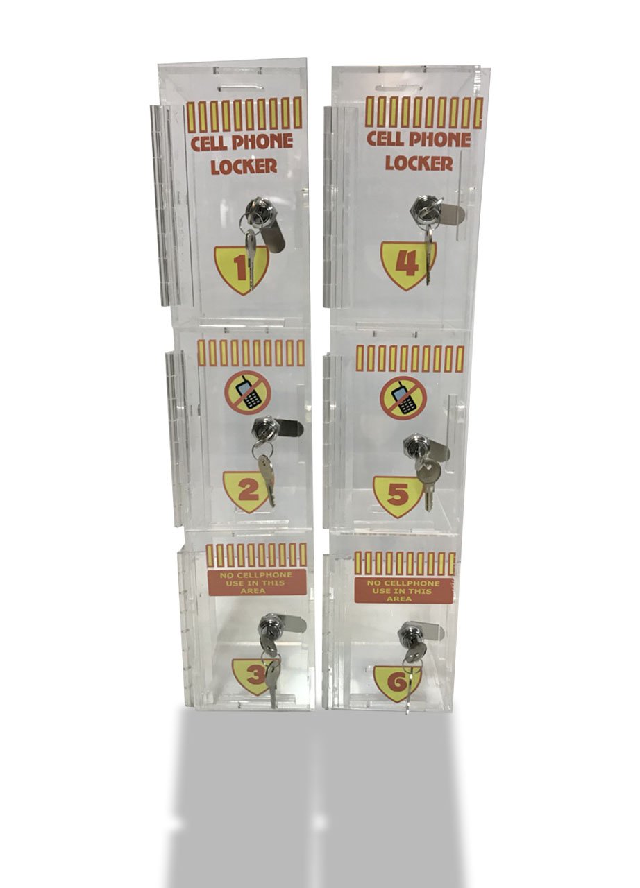 New Wall Mounted Acrylic Cell Phone Locker/Cell Storage - 2 Set