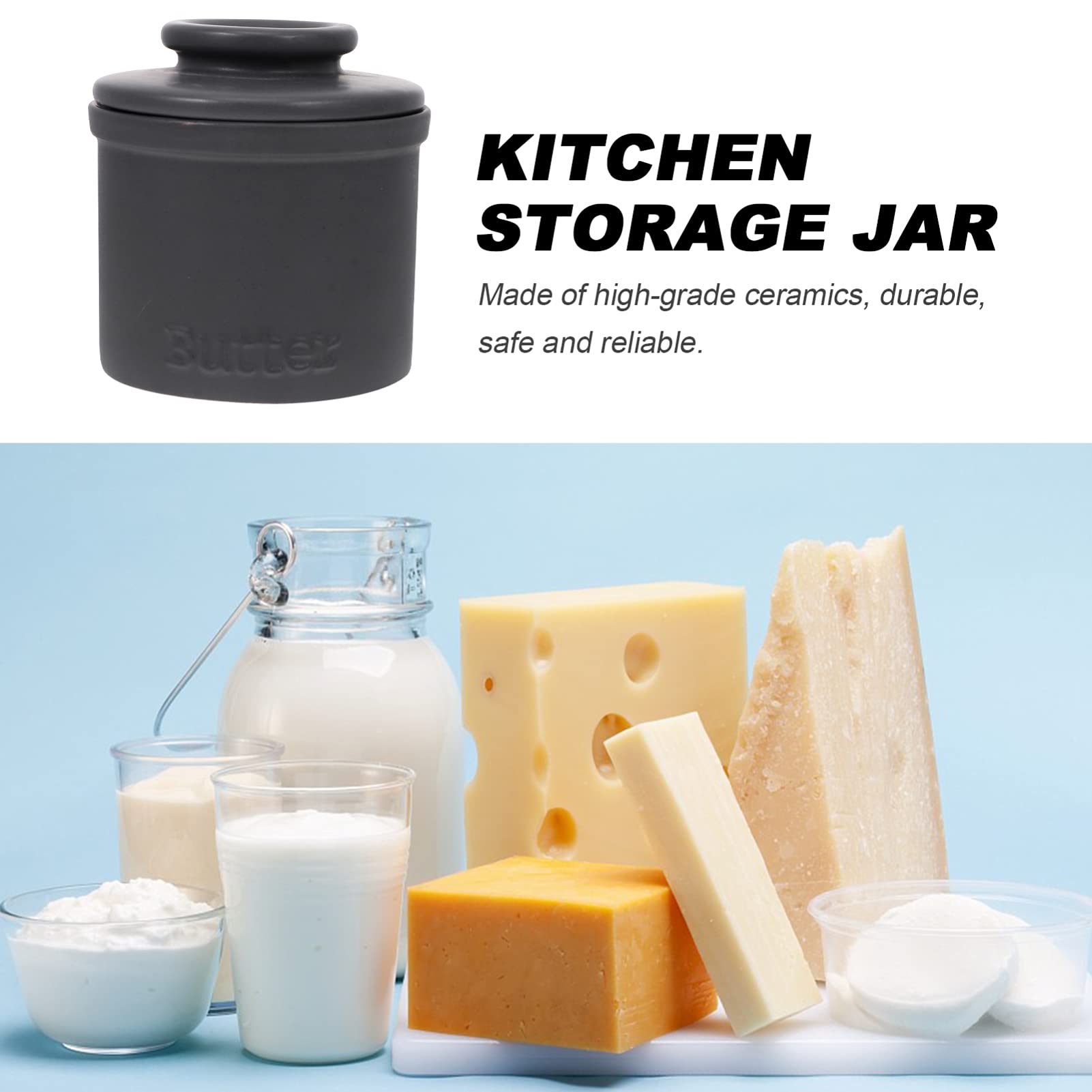 Alipis 1pezzi Porta Burro in Ceramica Barattolo Per Conservazione Cibo Da Cucina Contenitore Ceramico Per Burro e Formaggio