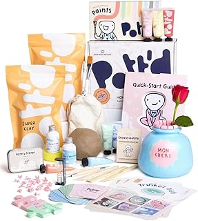 Pott'd Ton Töpferset fur Zuhause fur Anfanger - Lufttrocknend. DIY Set für Erwachsene. Enthält: Lufttrocknenden Ton, Werkzeuge, Farben, Pinsel, Dichtmittel, Anleitung