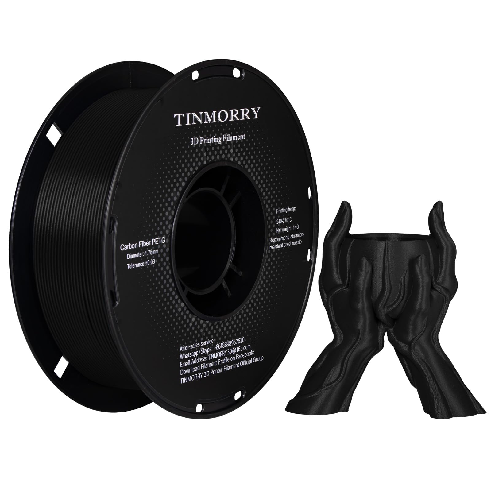 カーボンファイバーPETG 3Dプリンターフィラメント TPC PLA カーボンファイバー PET フィラメント 1.75mm、TINMORRY PET-CF