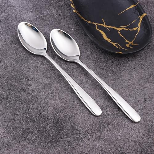 Image of Culinex 18 /8 Premium Stainless Steel 8.2 inch Serving Spoon Set of 2, Dora| All Purpose Kitchen Serving Spoon, Silver Rustproof Dishwasher Safe Serveware, Tableware By thinKitchen