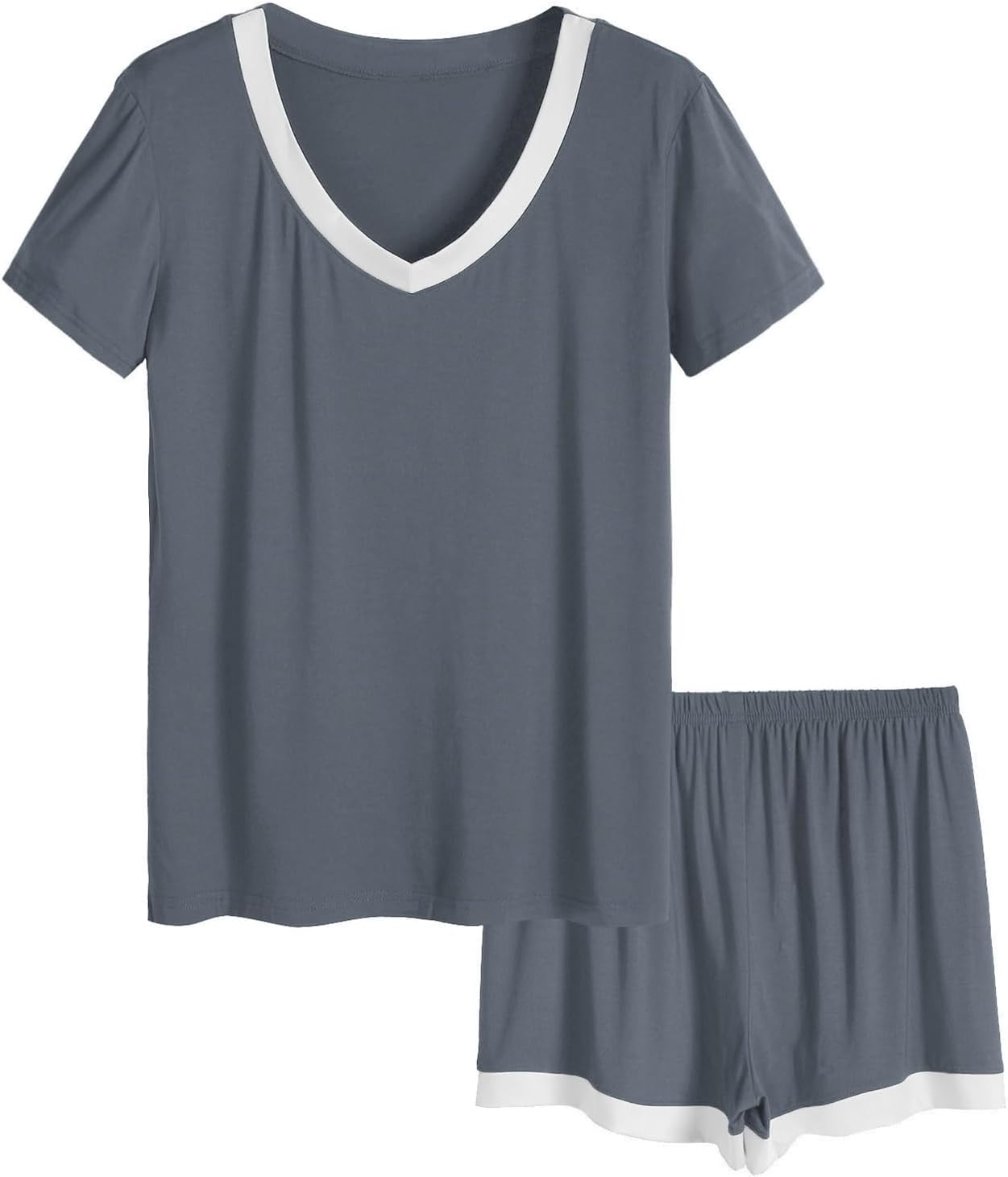 Latuza Women's V-neck Sleepwear Short Sleeve Pajama Set