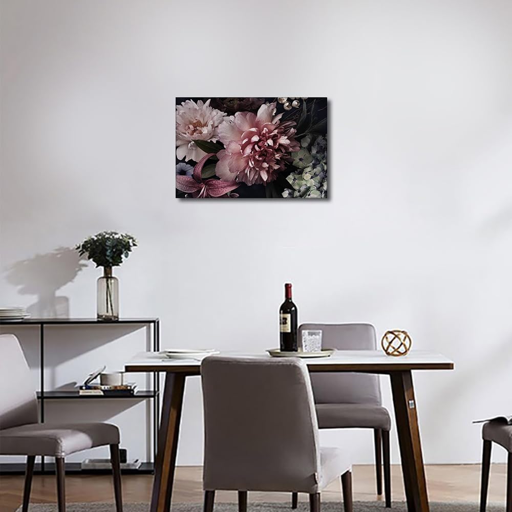 TISHIRON Wall Art Canvas Prints,Real Flowers Bouquet Print Painting - Image 2
