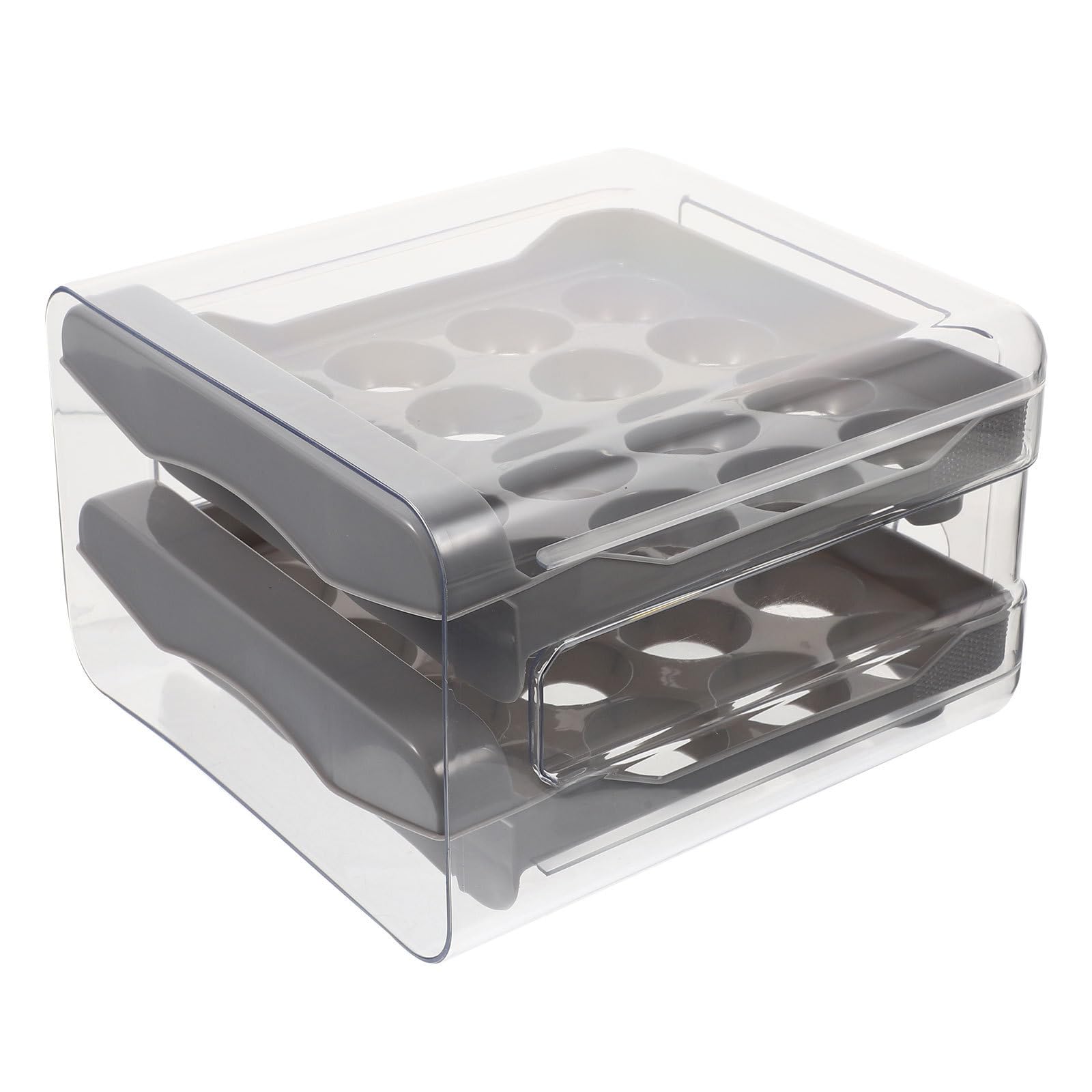 Boîte à oeufs double couche tiroir en plastique transparent PET et PP pour frigo