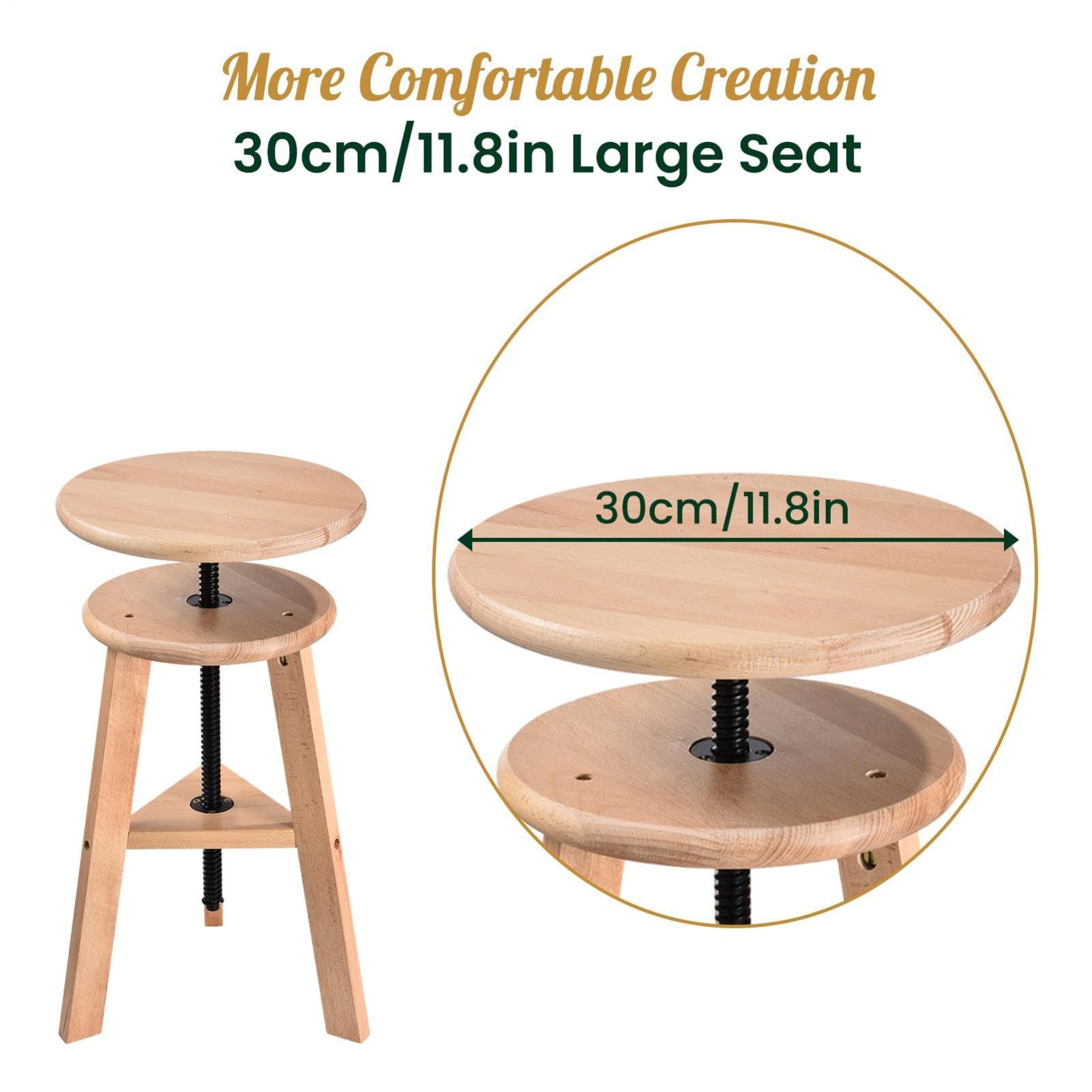 Sgabello Per Disegno Sedia In Legno Girevole Regolabile 48-65 Cm Per Artist
