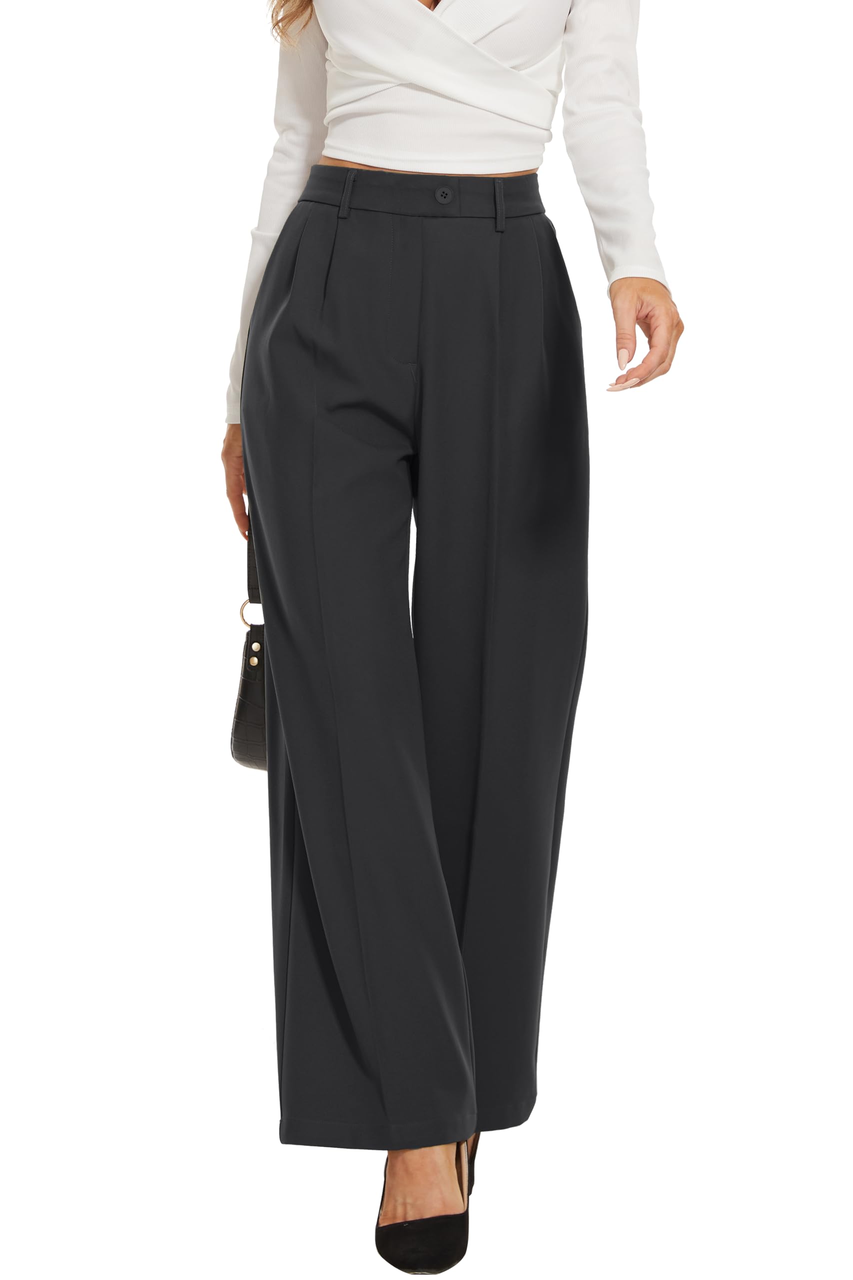 KICZOY Pantalones de trabajo 2025 para mujer, pantalones de vestir casuales de oficina con bolsillos
