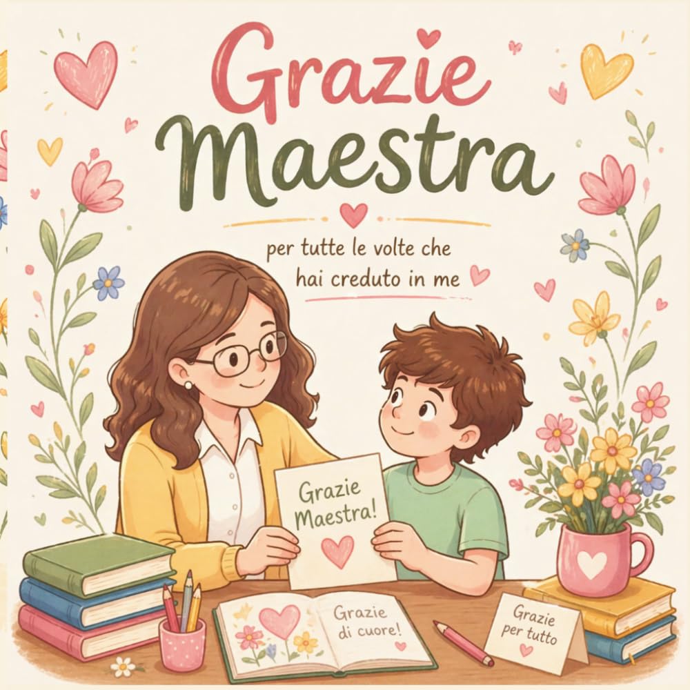 Grazie Maestra per tutte le volte che hai creduto in me – Regalo fine anno maestra: Un piccolo cuore pieno di gratitudine per una grande maestra – Regalo prsonalizzato e originale.
