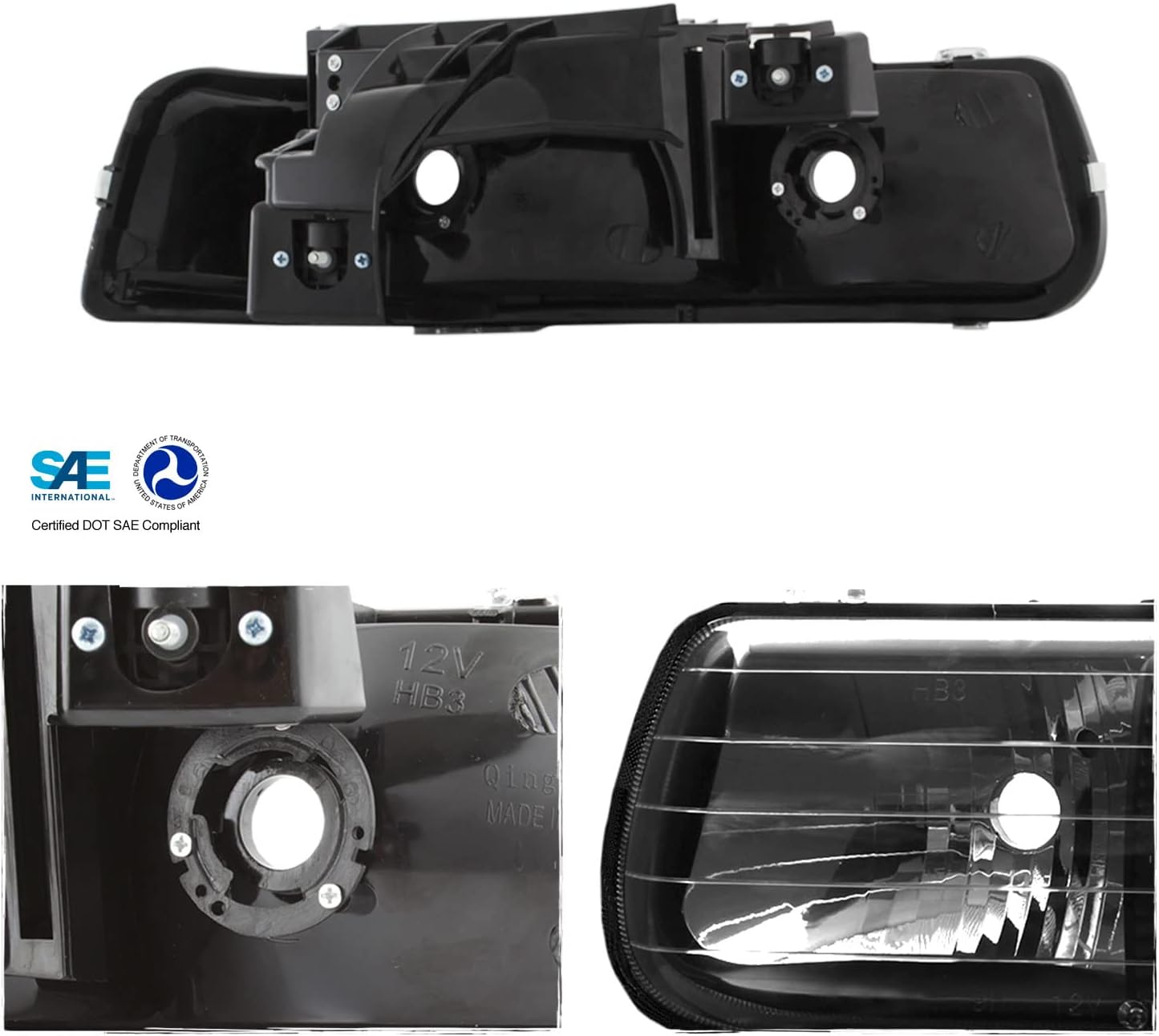 AKKON - Fit 2000-2006 Chevy Suburban 1500/2500 Tahoe SUV Black Headlights+ Bumper Signal Light+ LED Tail Brake Lamp Pair LH+RH