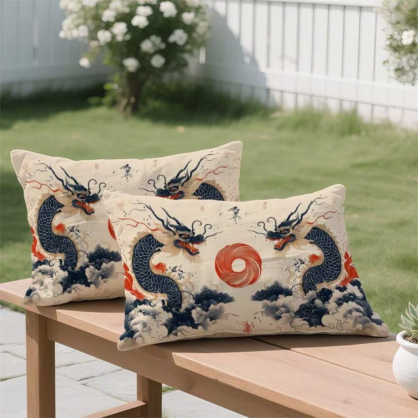 Housse coussin exterieur bleu marine 80x100 en lin imperméable de qualité supérieure - 3