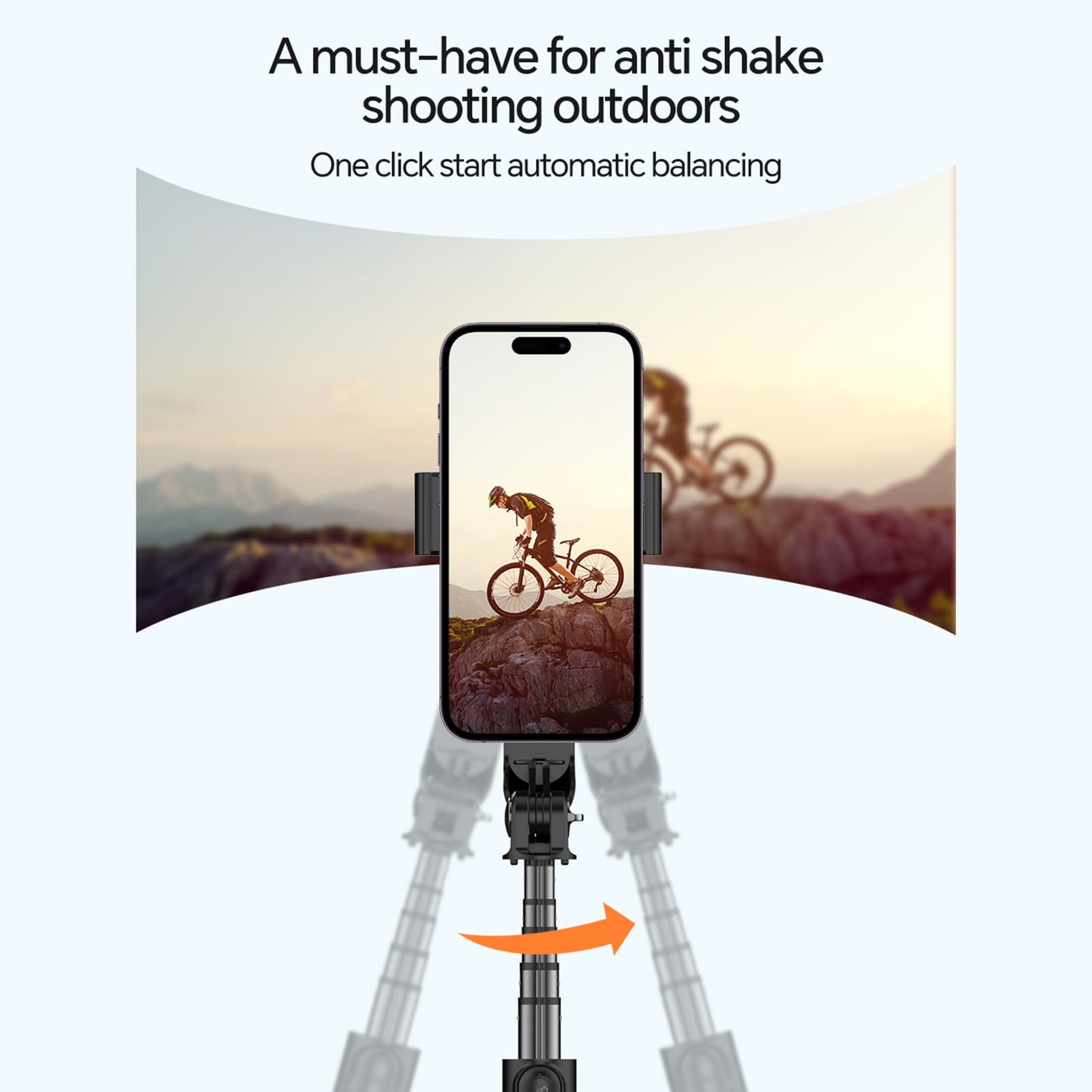 Kavolet Stabilizzatore portatile per telefono, treppiede per selfie stick con luce di riempimento a LED staccabile, otturatore remoto: tecnologia avanzata anti-shake per creatori di video online