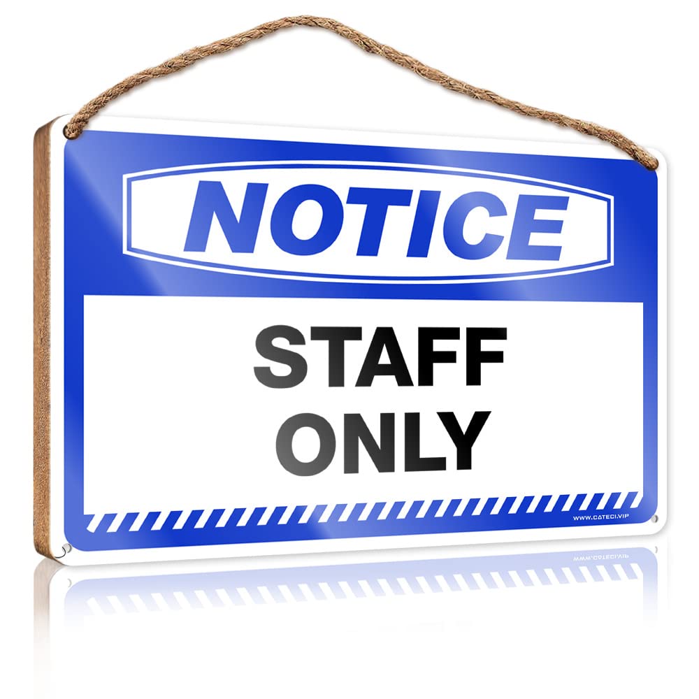 HELIOFORGE Wood Sign Plaque Notice Staff Only Wooden Sign(15X28CM)