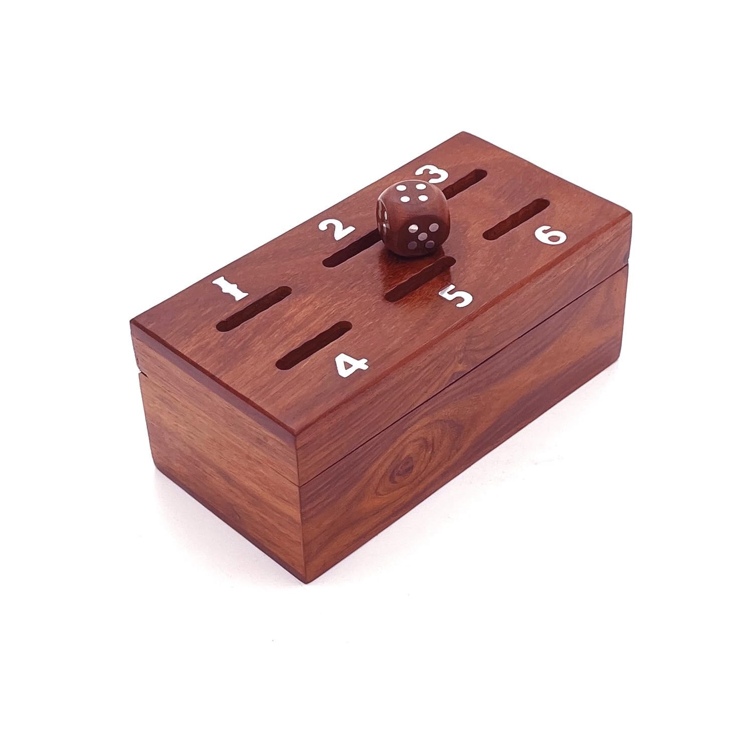 Wooden Dice Coin Game - Includes 1 Dice and 1 Small Wooden Box - Natural Wood - Useful for Board Games, Family Fun, and Night Essentials