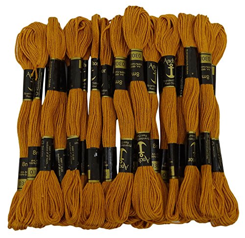 IBA Indianbeautifulart Anchor Hand Cross Stitch Stranded Cotton Embroidery Thread Floss Pack of 25 Skeins-Mustard Yellow