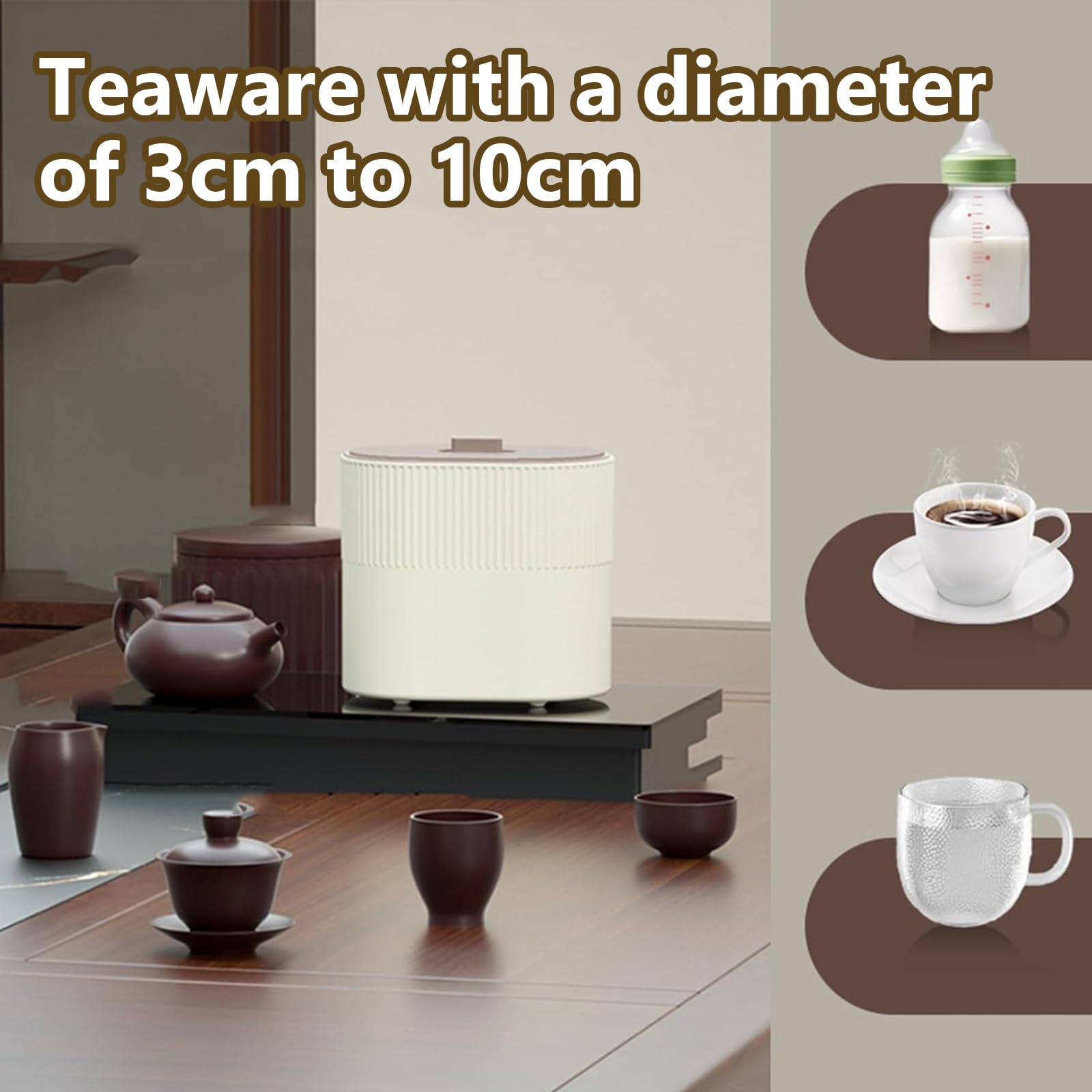 Lavabicchieri Automatico, Lavabicchieri con Getti Elettrici per Tazze da tè in Vetro, per Diametri da 3 a 10 Cm, Serbatoio dell'Acqua da 1600 Ml, Design con Aggiunta di Acqua Dall'alto